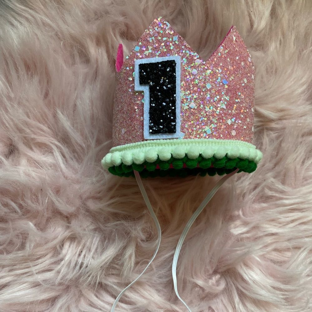 Baby Girl Watermelon “1” Crown